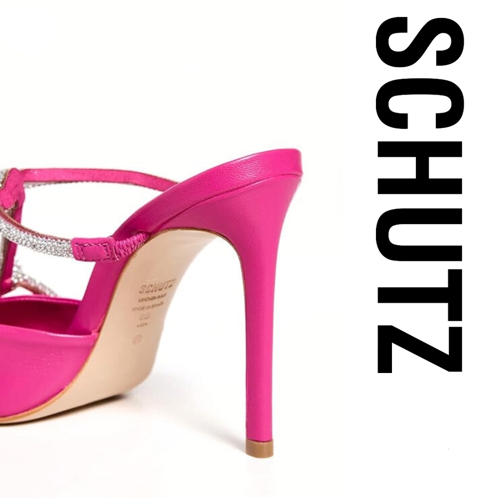 SCHUTZ  Women's Sylvie Heels Paradise Pink/Cristal 8 Medium US - Picture 3 of 6
